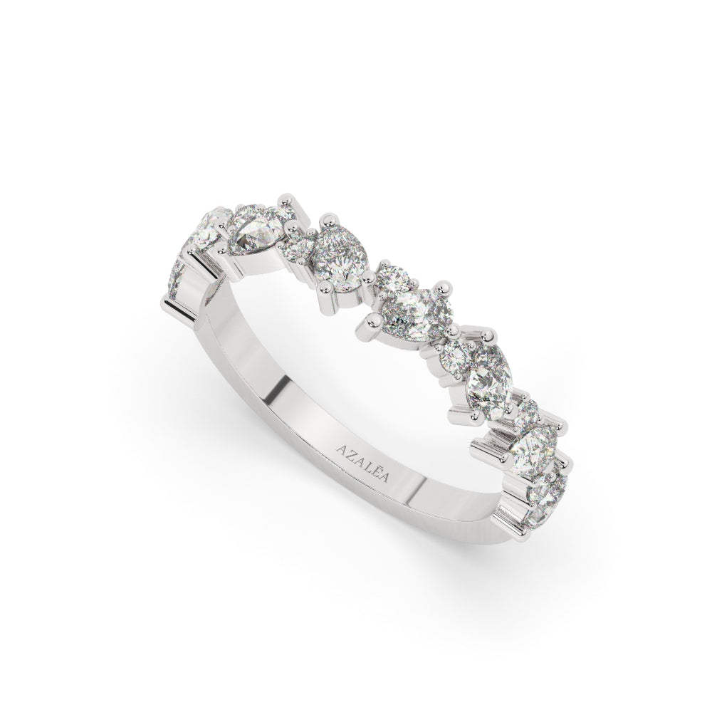 Pear and Round Diamond Alternating Wedding Band