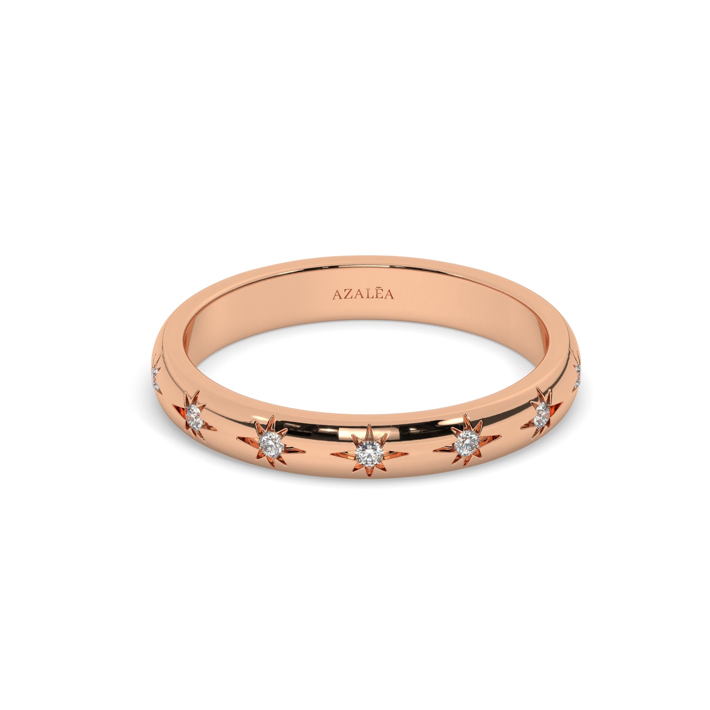 Engraved Star Diamond Stacking Ring