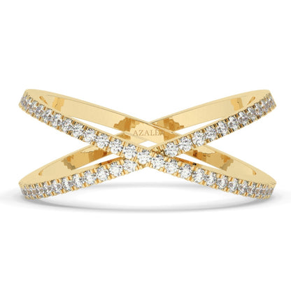 Gold Diamond Crisscross Ring
