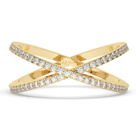Gold Diamond Crisscross Ring