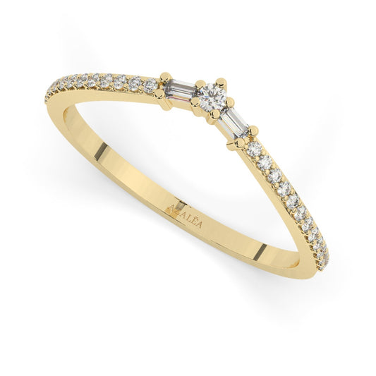 Round Diamond Baguette Ring