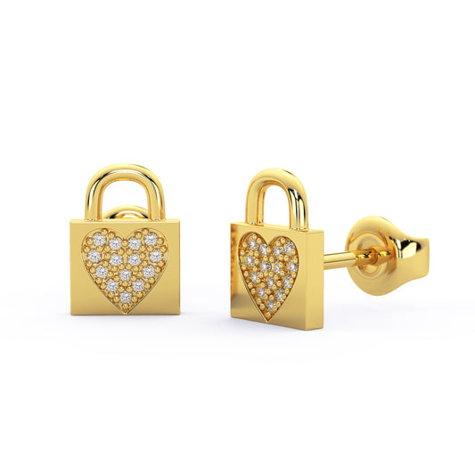 Diamond Heart Locket Studs