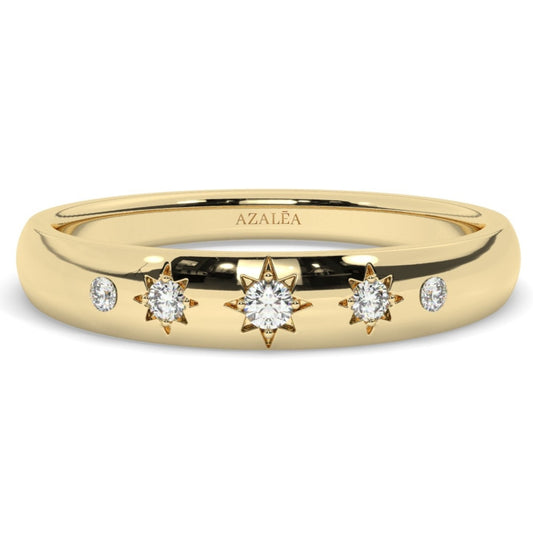 Engraved Star Diamond Stacking Ring