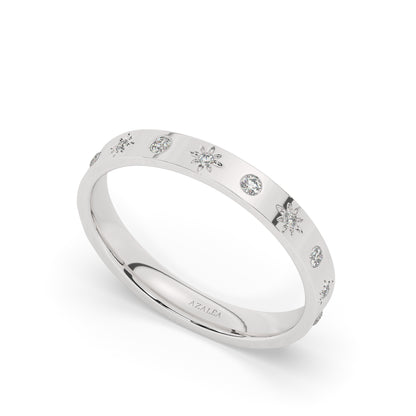 Engraved Star Accent Ring