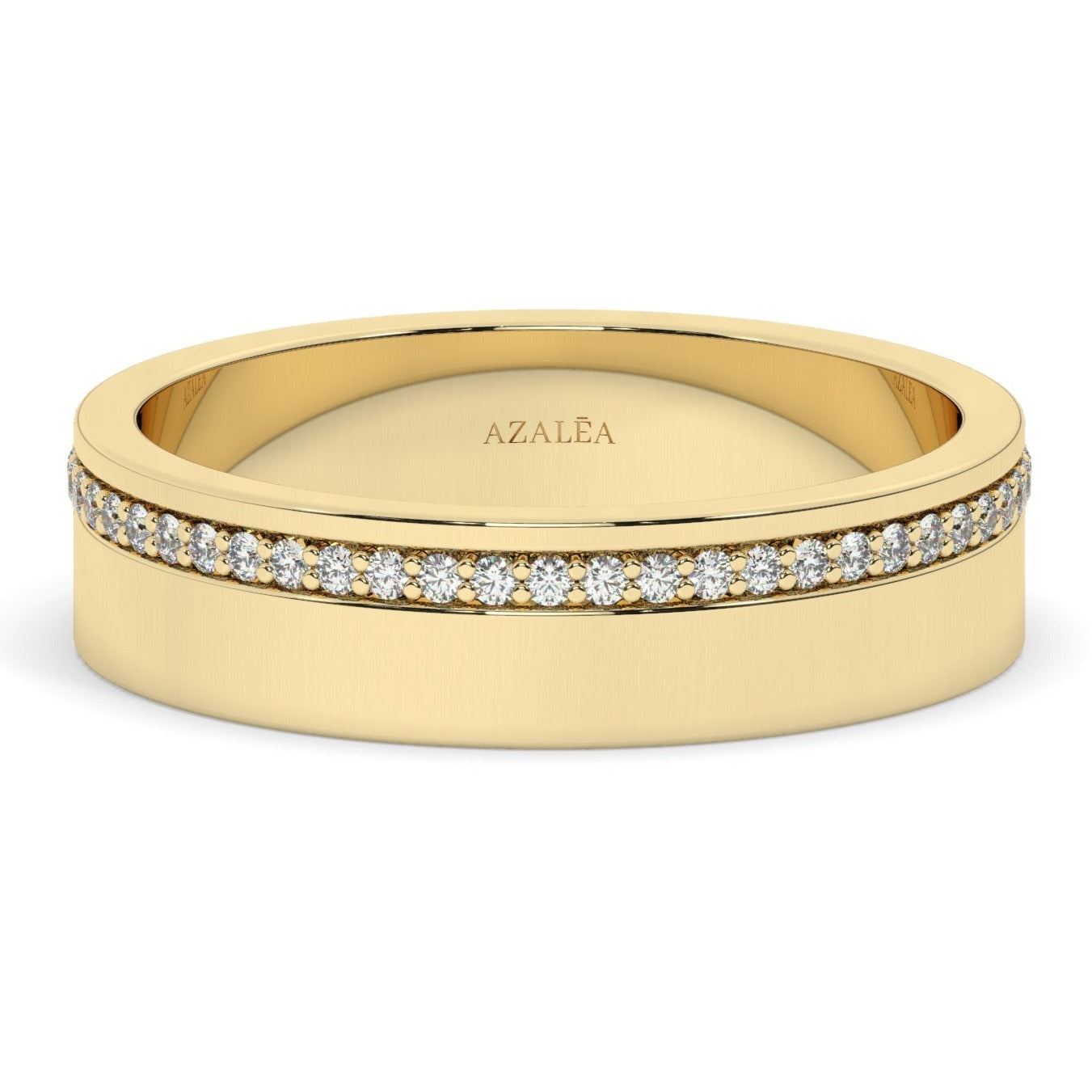 Thick Channel Set Diamond Wedding Ring