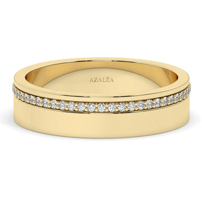Thick Channel Set Diamond Wedding Ring