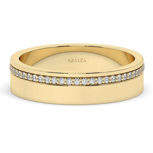 Thick Channel Set Diamond Wedding Ring