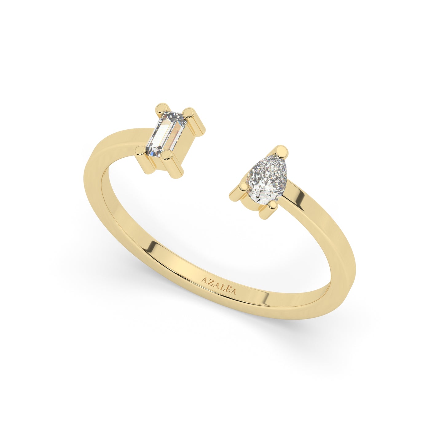 Pear and Baguette Diamond Cuff Stacking Ring