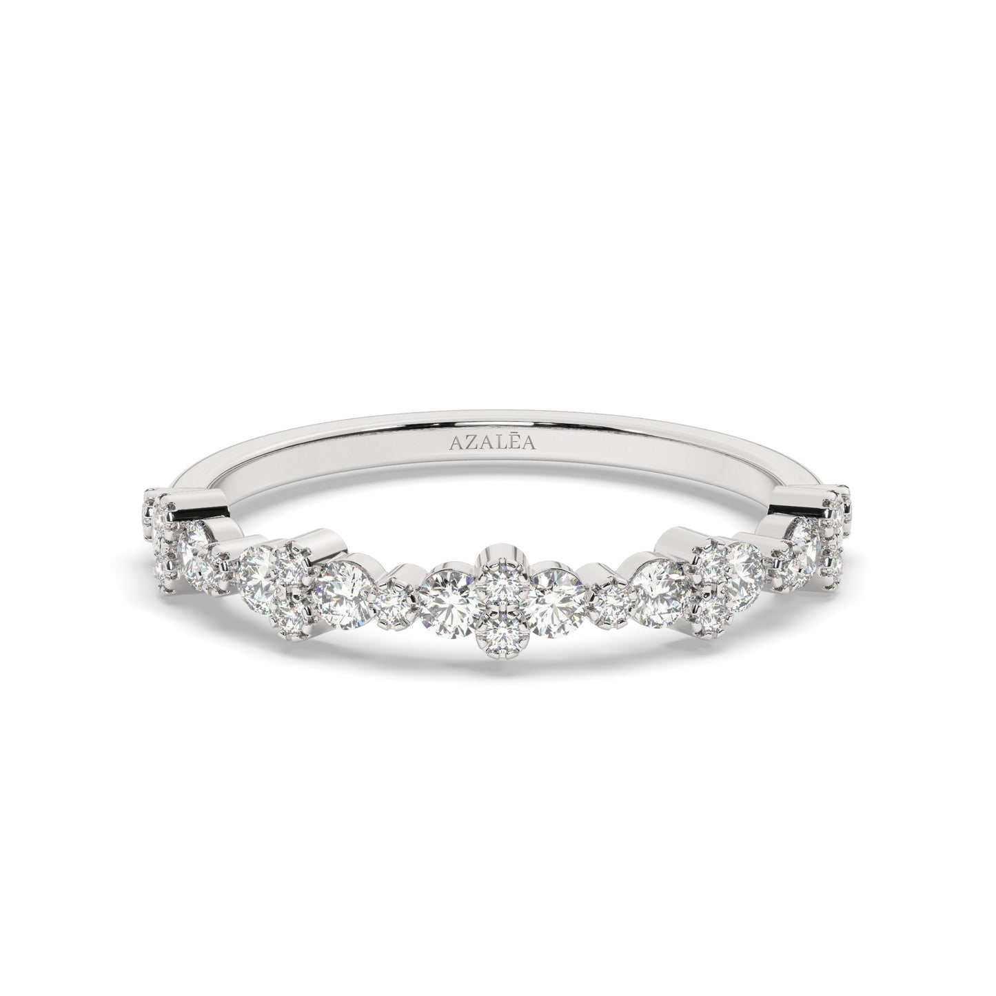 Gold Round Diamond Half Eternity Wedding Ring