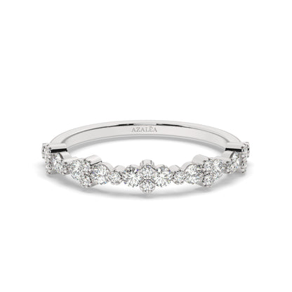 Gold Round Diamond Half Eternity Wedding Ring