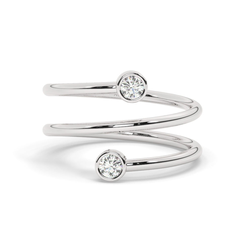 Gold Spiral Bezel Diamond Cuff Ring