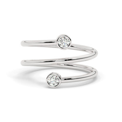 Gold Spiral Bezel Diamond Cuff Ring
