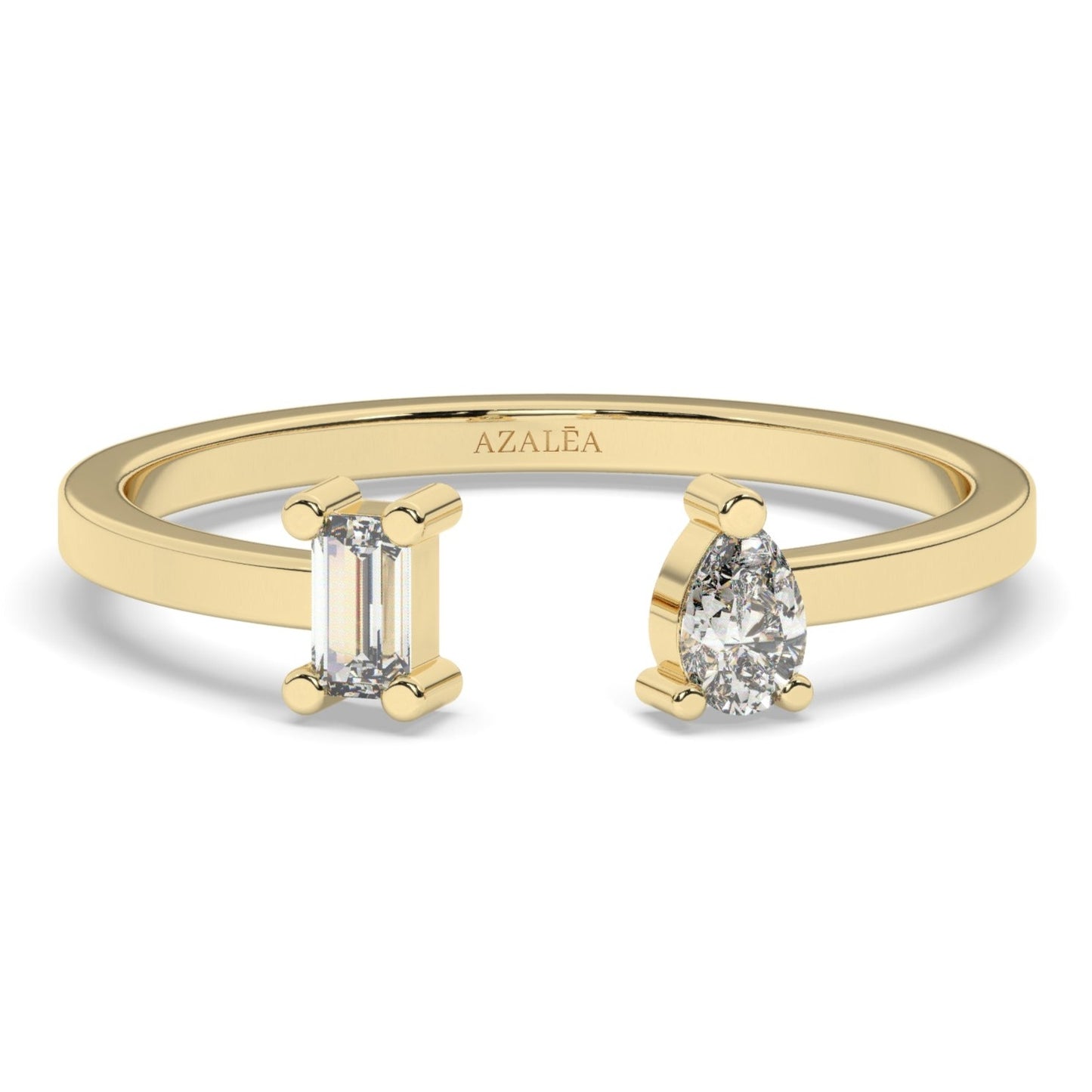Pear and Baguette Diamond Cuff Stacking Ring