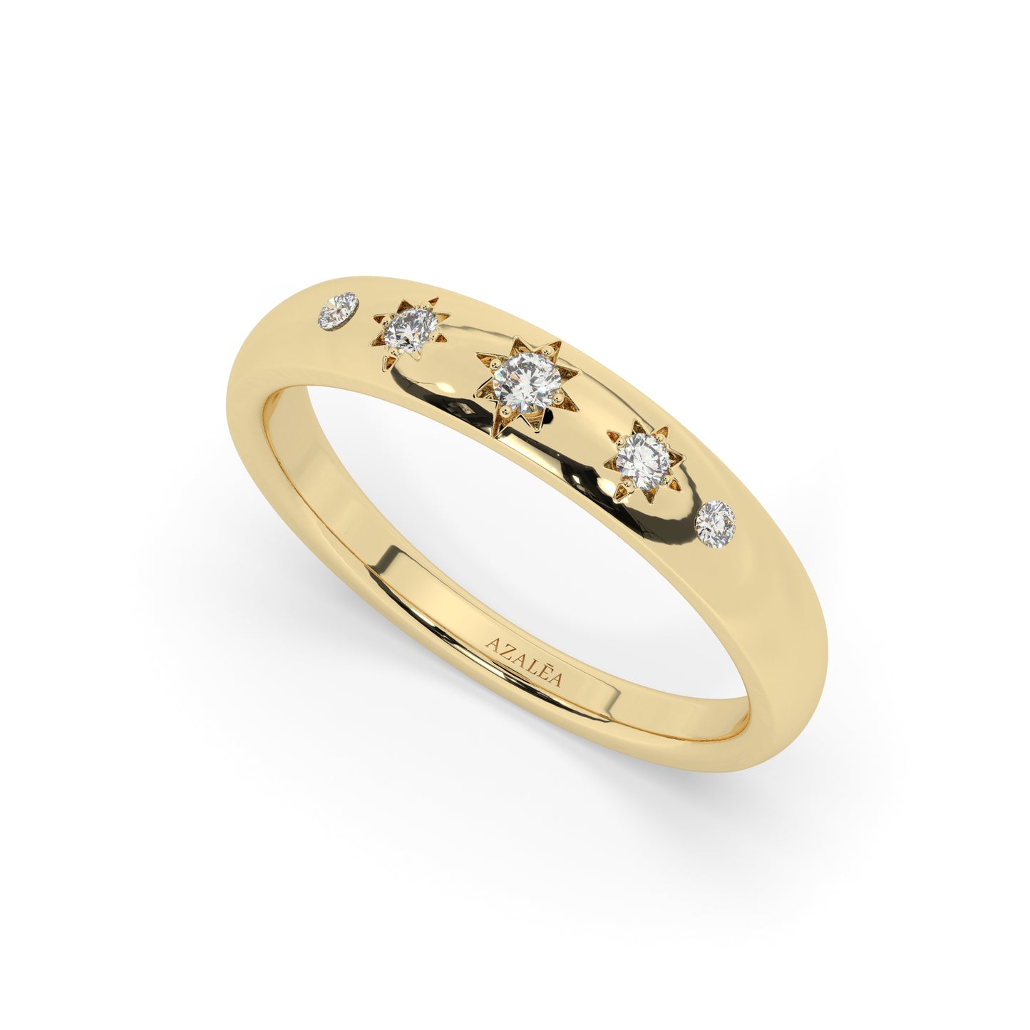 Engraved Star Diamond Stacking Ring