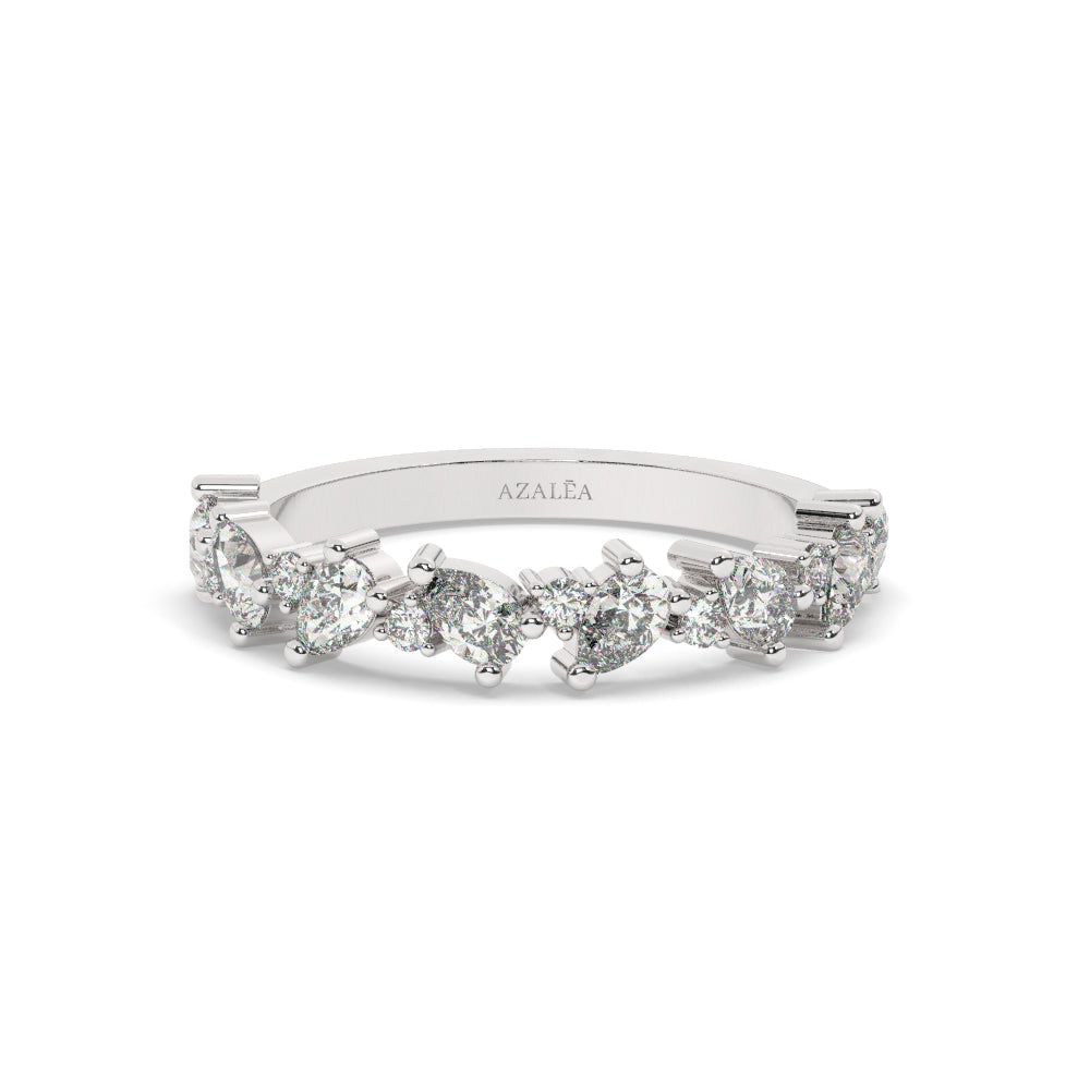 Pear and Round Diamond Alternating Wedding Band