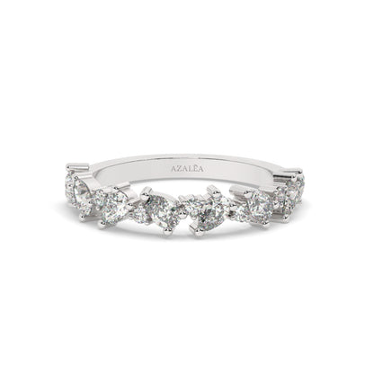 Pear and Round Diamond Alternating Wedding Band