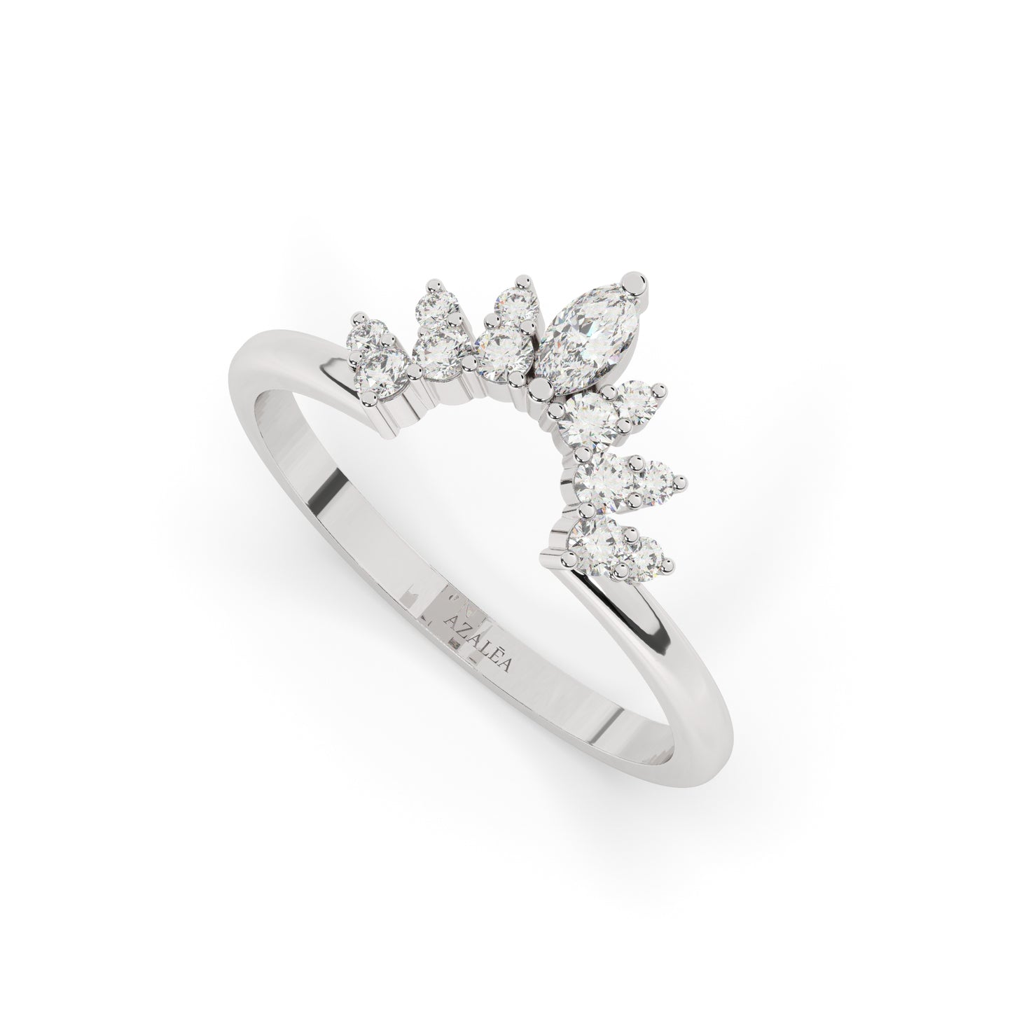 Curved Diamond Chevron Wedding Band