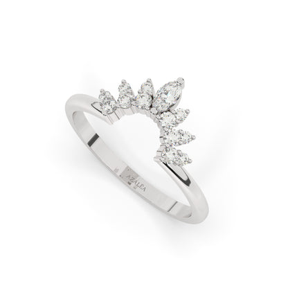 Curved Diamond Chevron Wedding Band