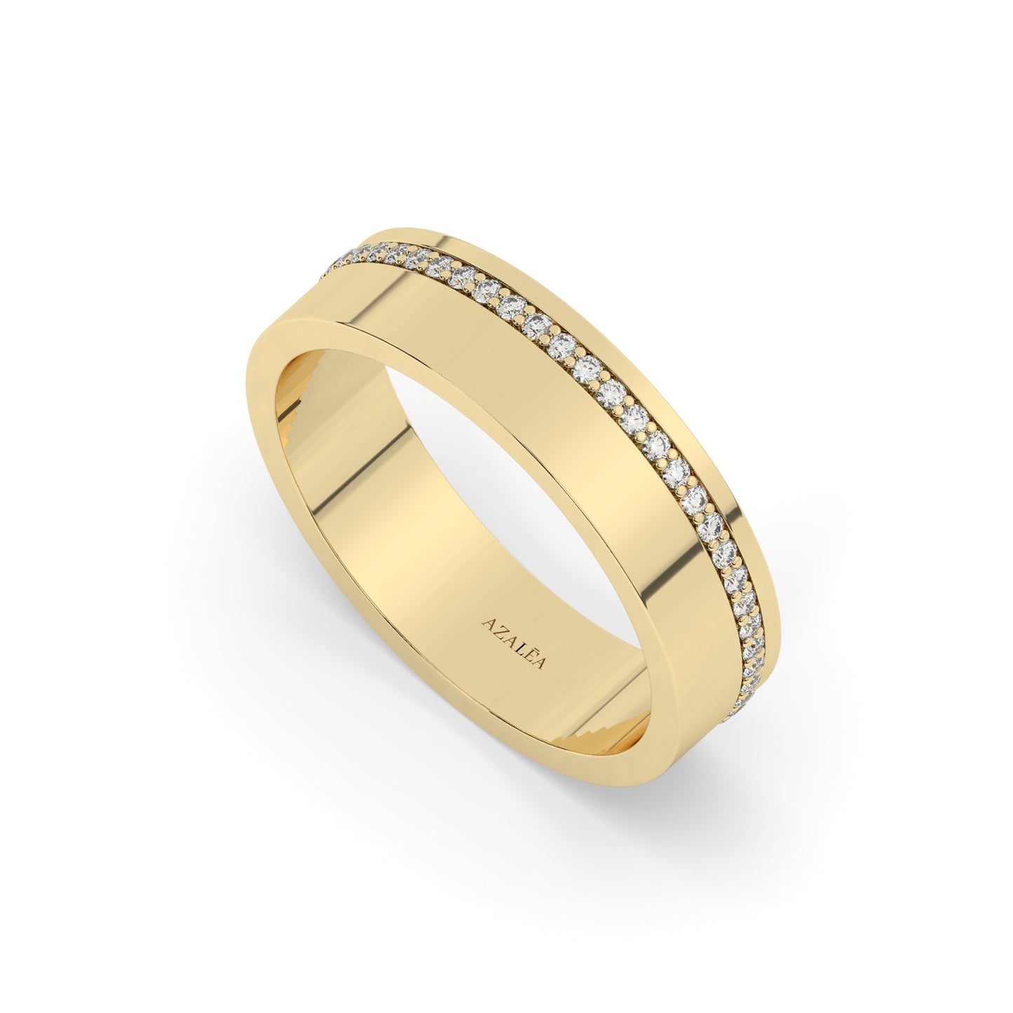 Thick Channel Set Diamond Wedding Ring