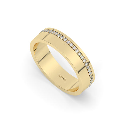 Thick Channel Set Diamond Wedding Ring