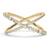 Gold Marquise and Round Diamond Criss cross Stacking Ring