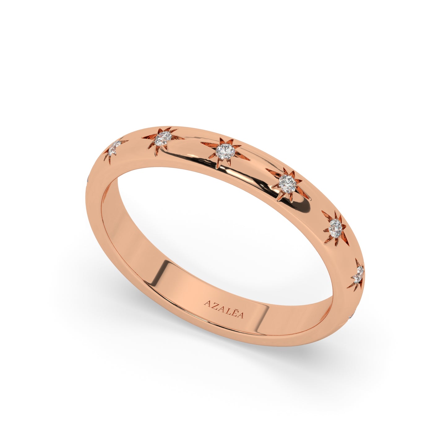 Engraved Star Diamond Stacking Ring