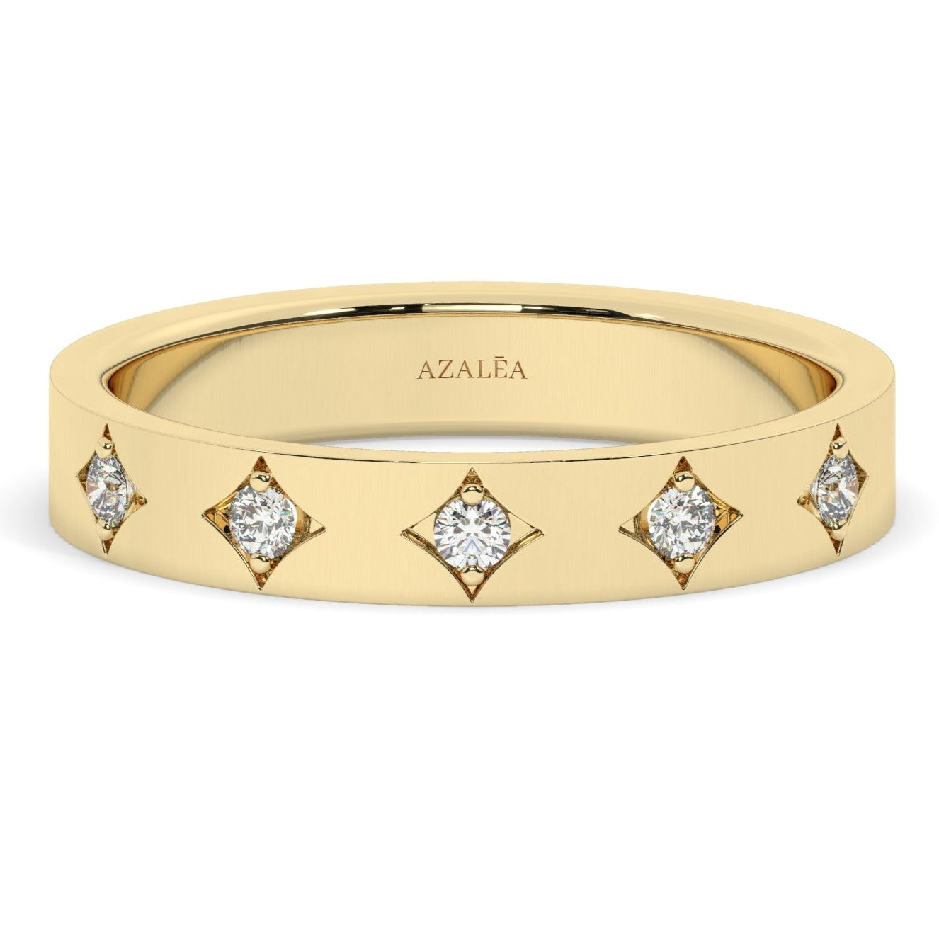 Gold Engraved Diamond Stacking Ring