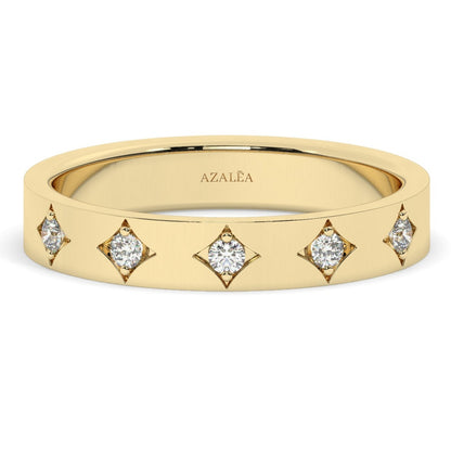 Gold Engraved Diamond Stacking Ring