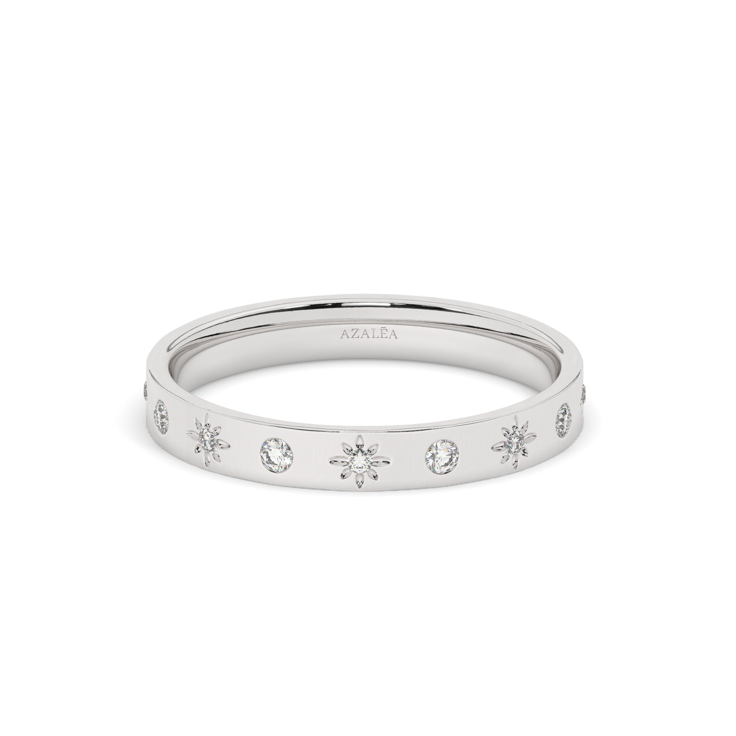 Engraved Star Accent Ring