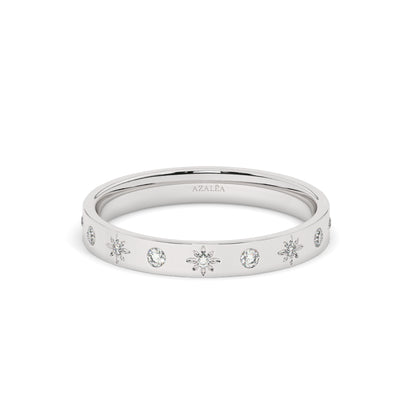 Engraved Star Accent Ring