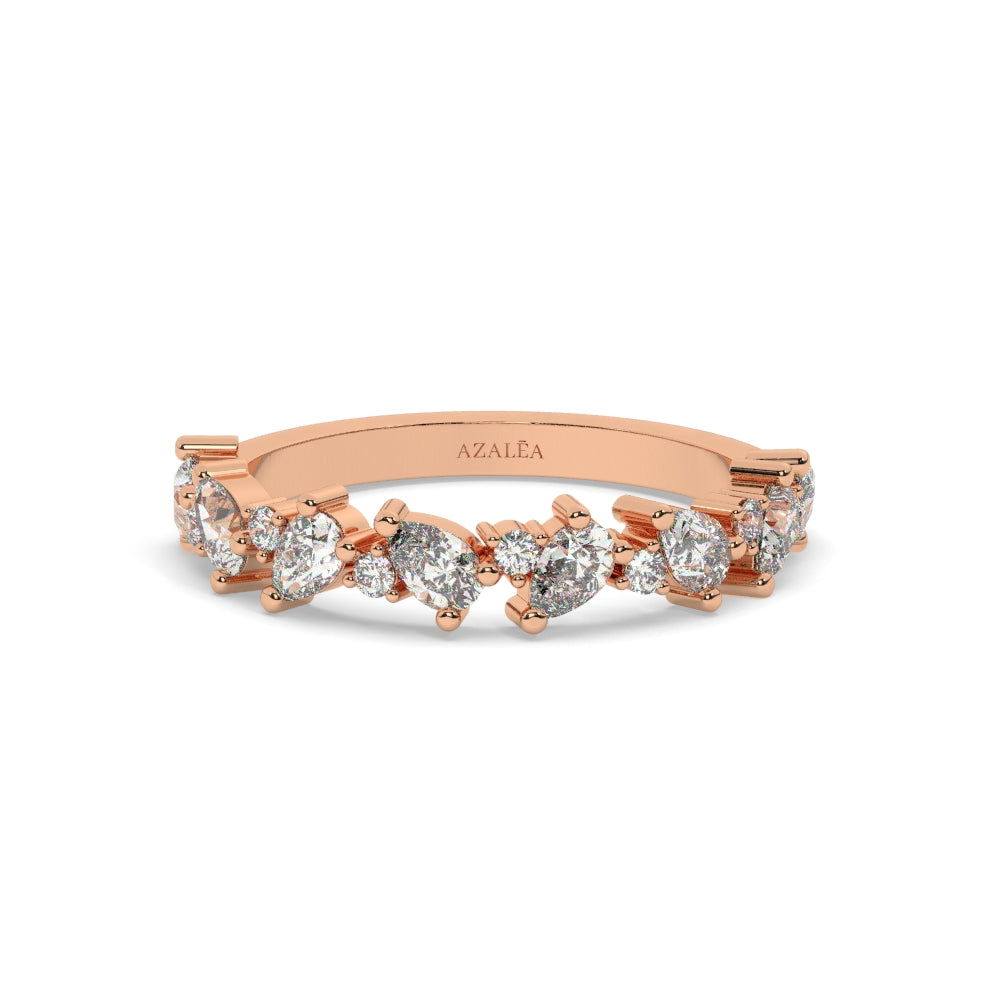 Pear and Round Diamond Alternating Wedding Band