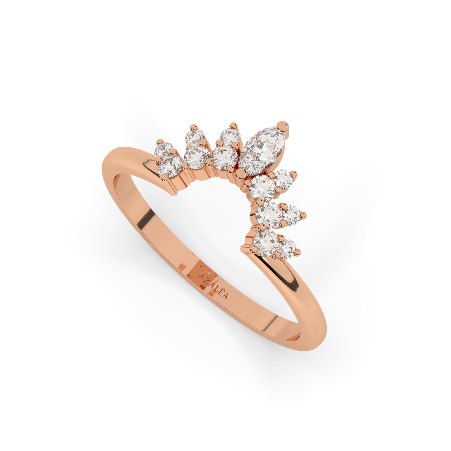 Curved Diamond Chevron Wedding Band