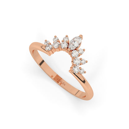 Curved Diamond Chevron Wedding Band