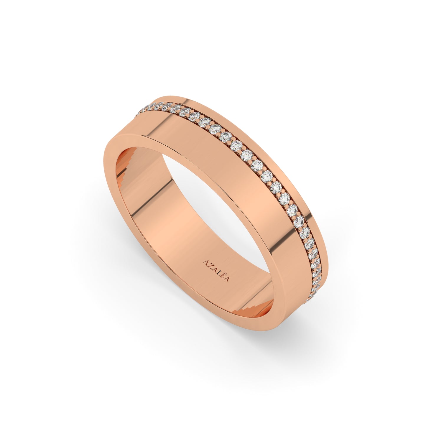 Thick Channel Set Diamond Wedding Ring