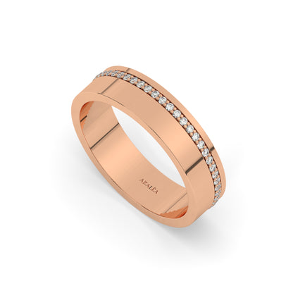 Thick Channel Set Diamond Wedding Ring