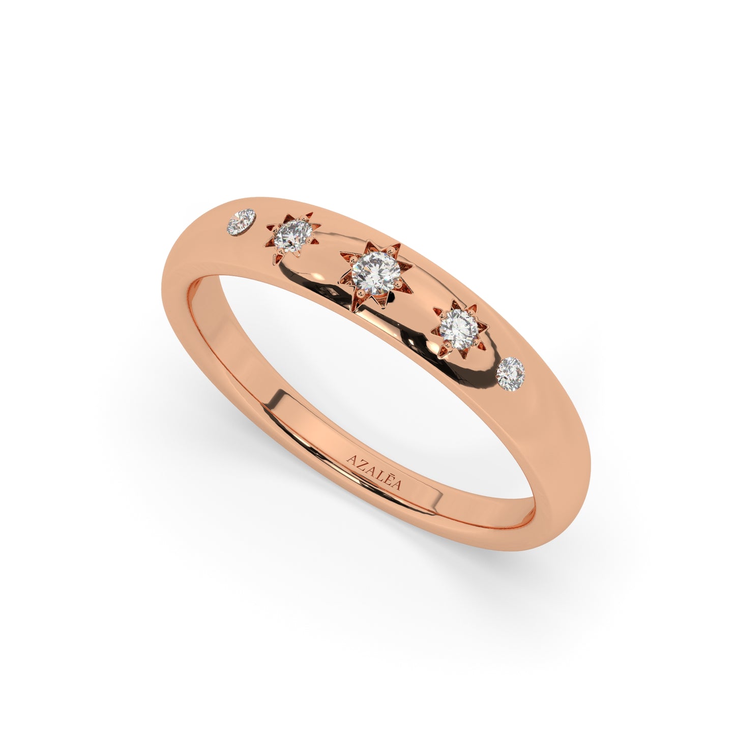 Engraved Star Diamond Stacking Ring