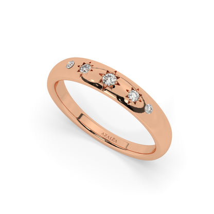 Engraved Star Diamond Stacking Ring