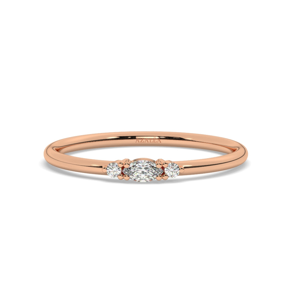Marquise and Round Diamond Wedding Ring