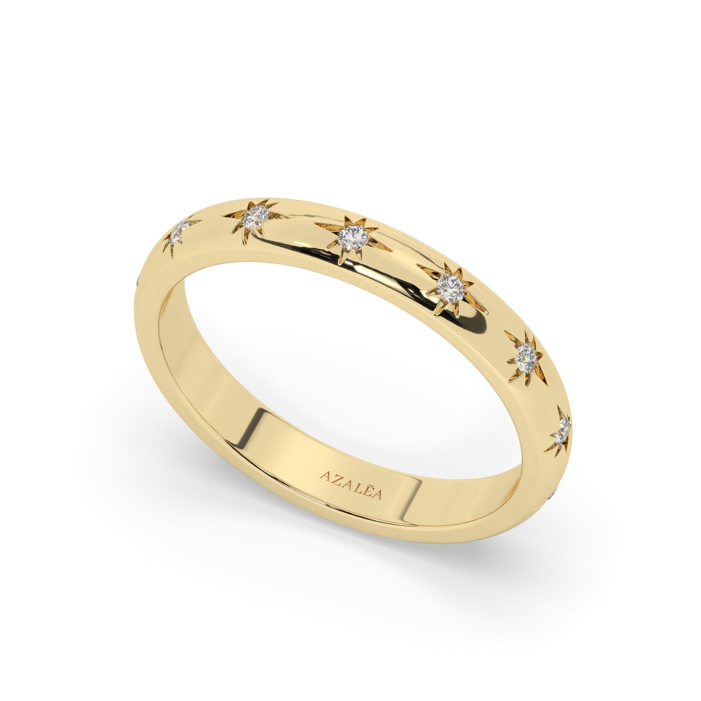 Engraved Star Diamond Stacking Ring
