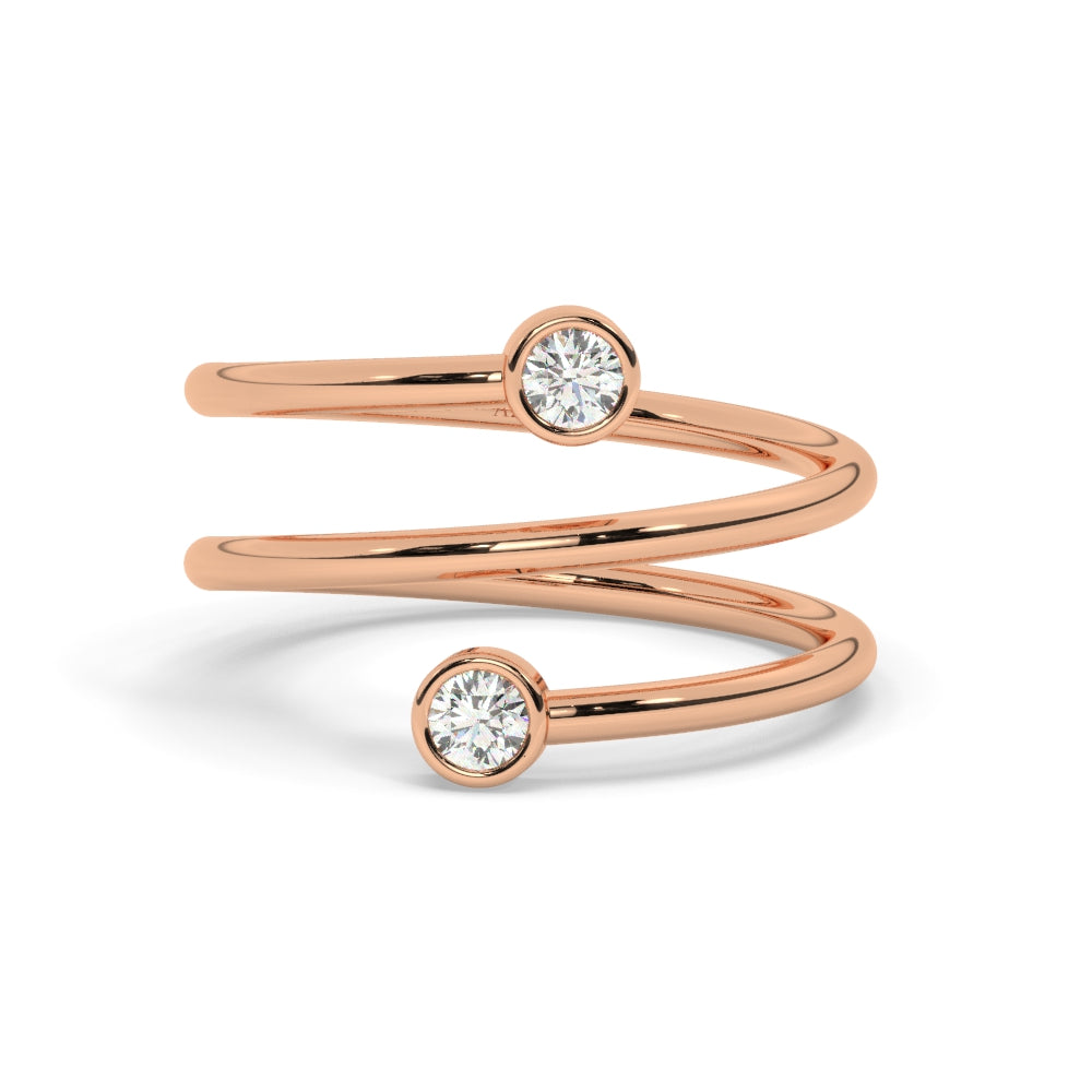 Gold Spiral Bezel Diamond Cuff Ring