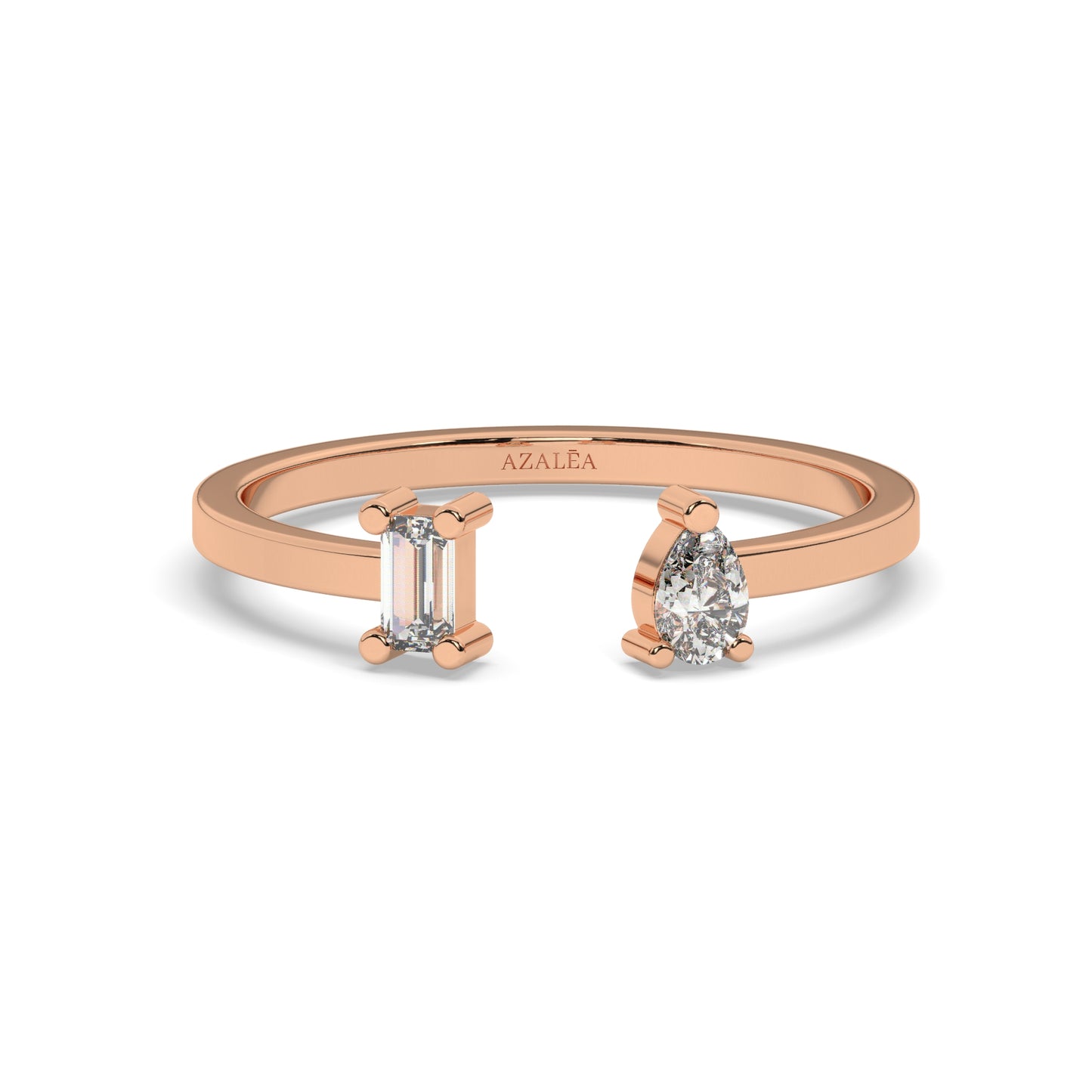 Pear and Baguette Diamond Cuff Stacking Ring