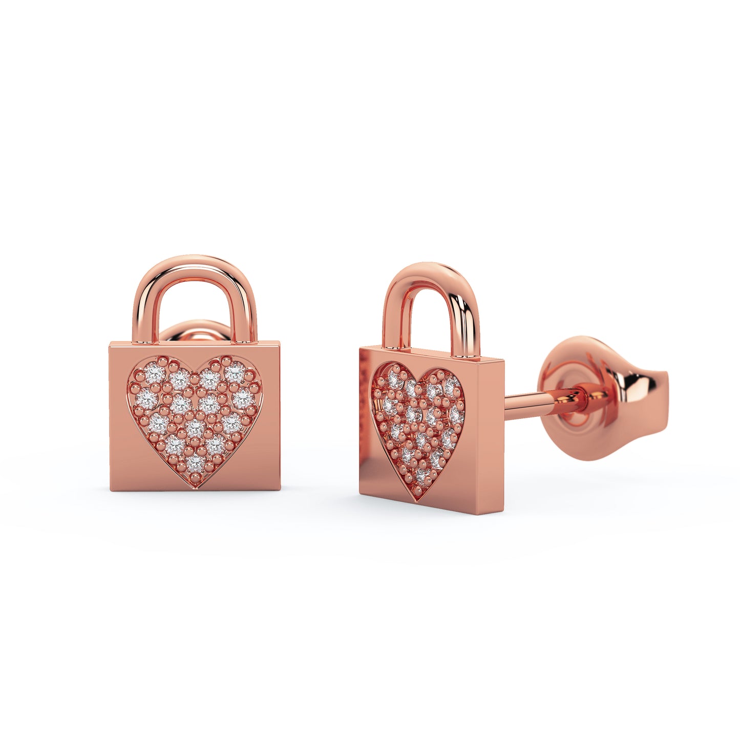Diamond Heart Locket Studs