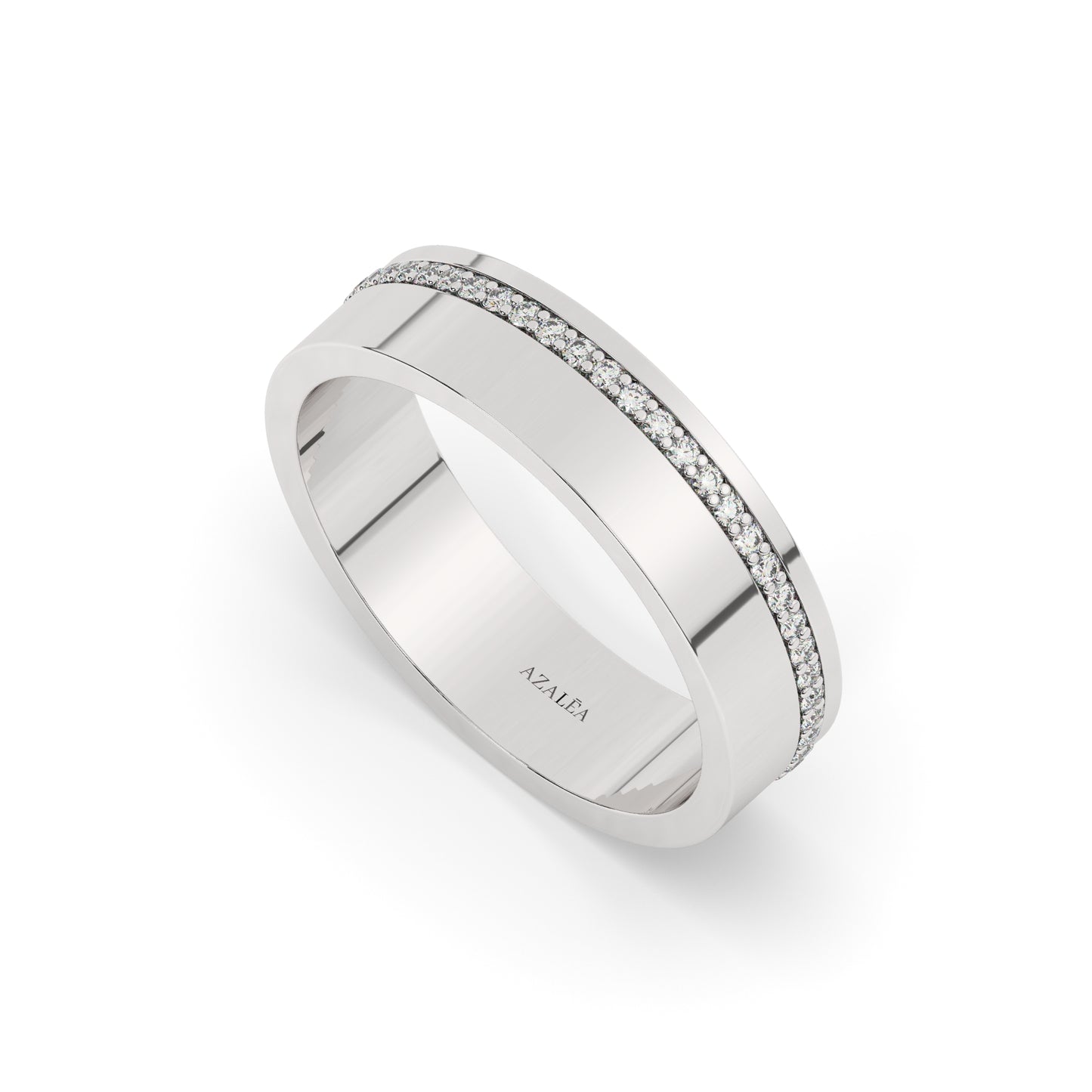 Thick Channel Set Diamond Wedding Ring