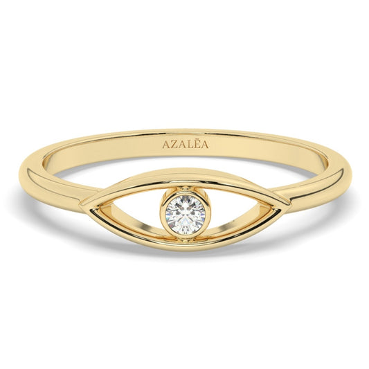 Gold Diamond Evil Eye Ring