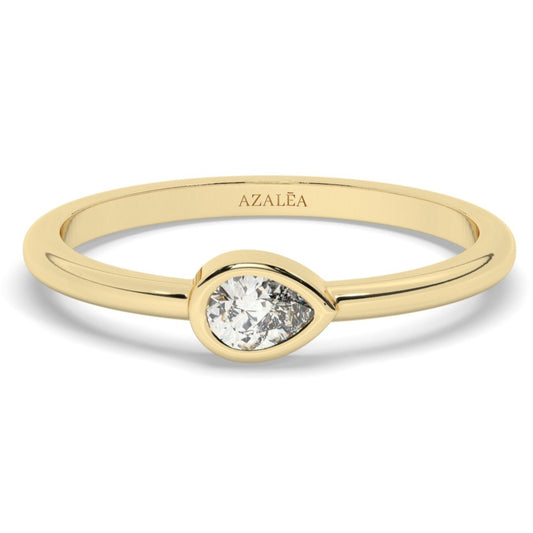 Gold Pear Diamond Wedding Band