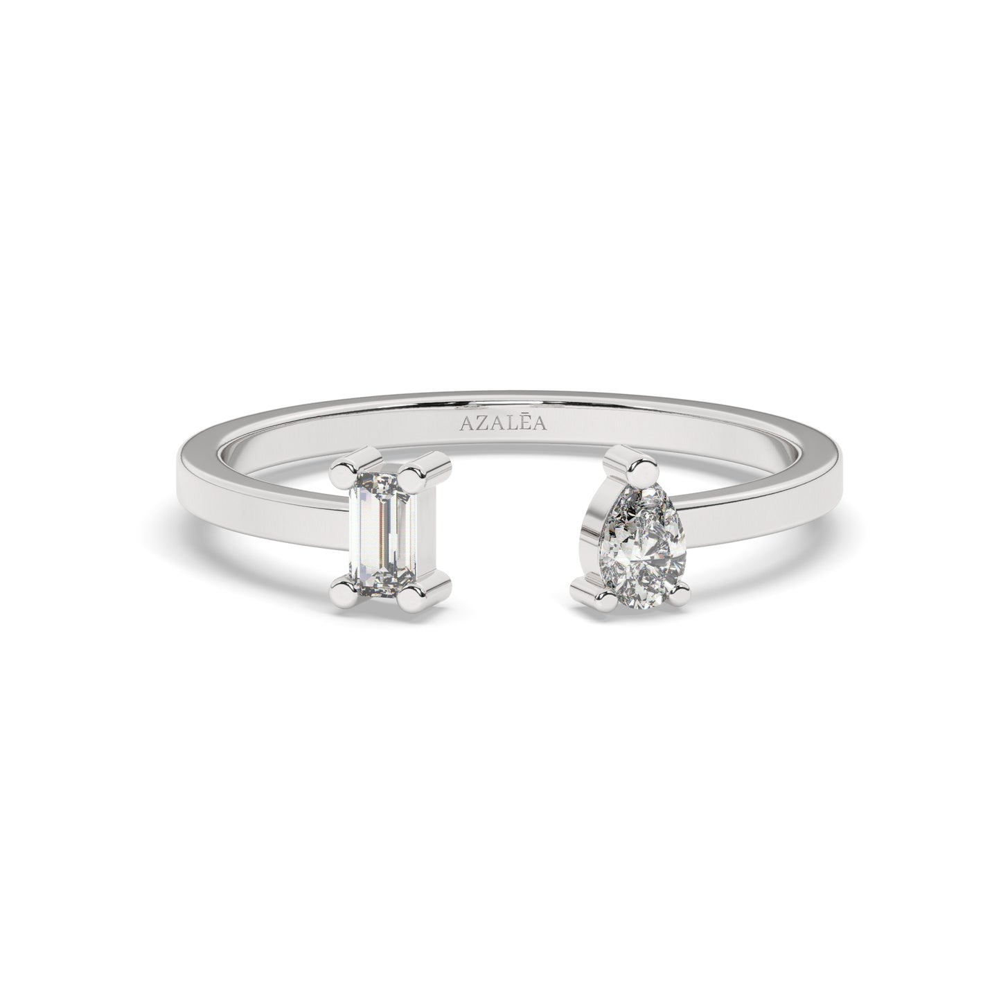 Pear and Baguette Diamond Cuff Stacking Ring