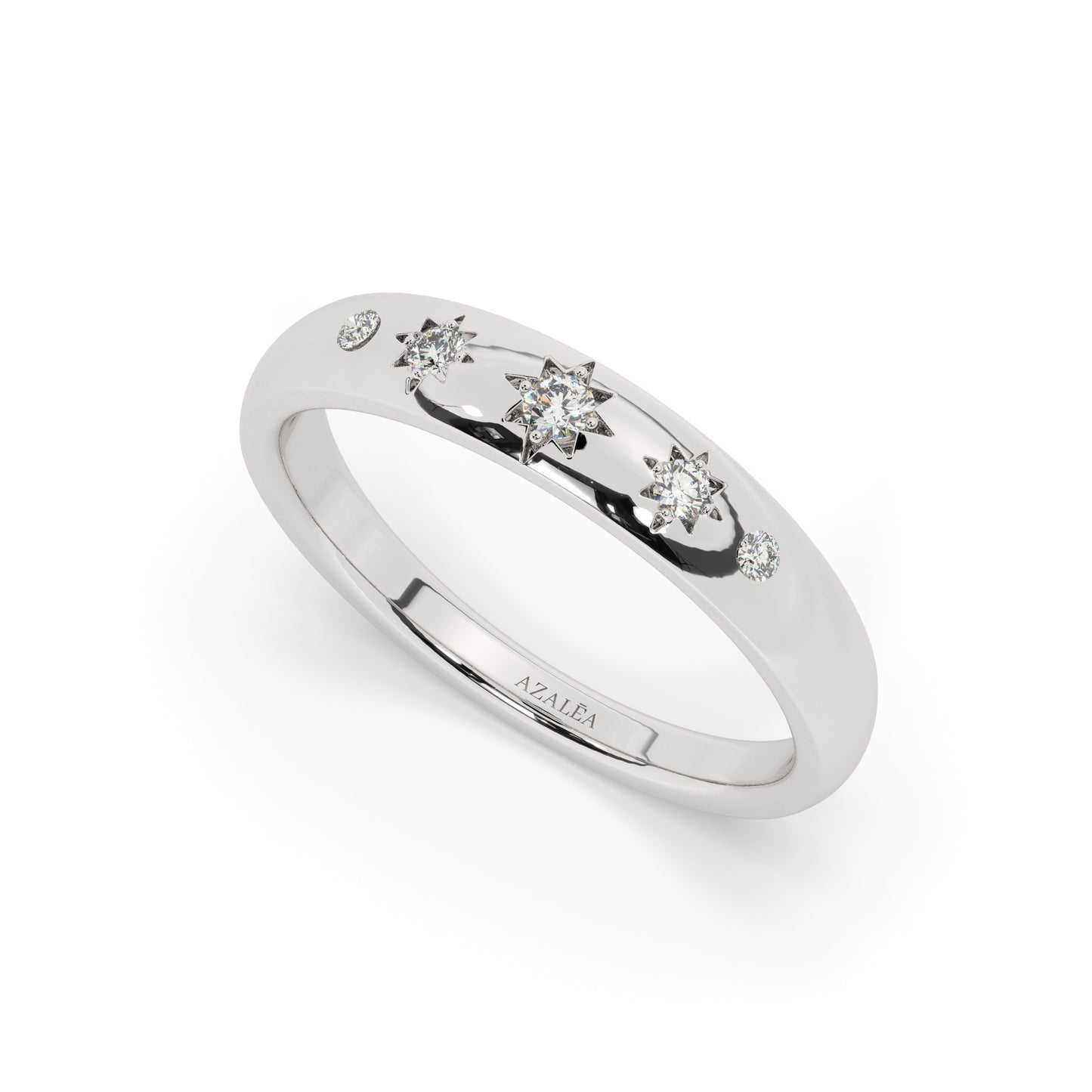 Engraved Star Diamond Stacking Ring