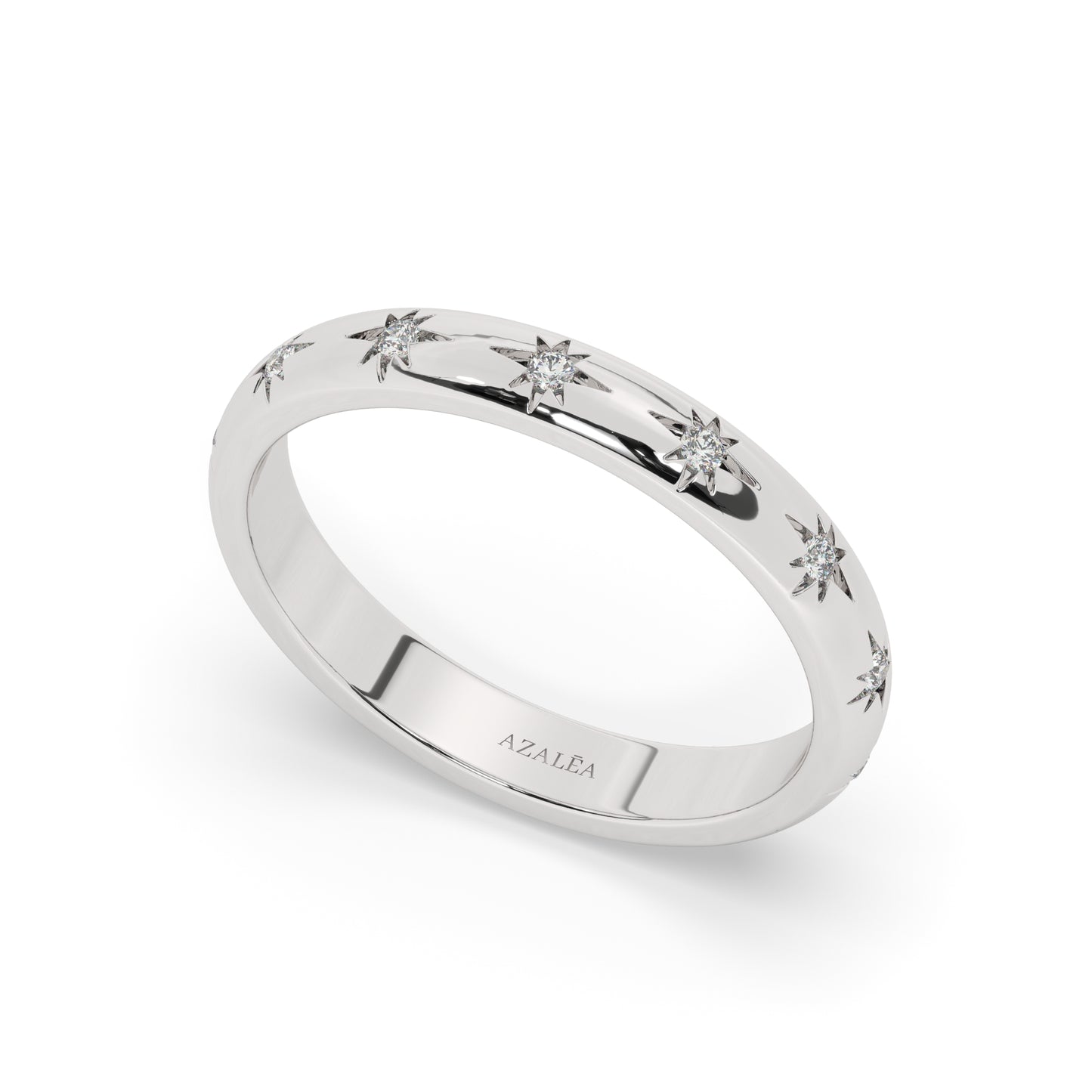 Engraved Star Diamond Stacking Ring