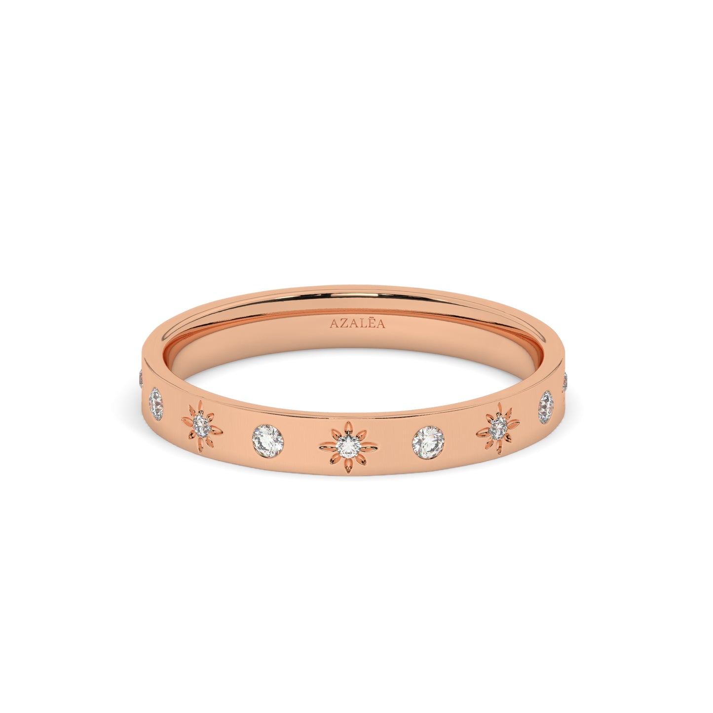 Engraved Star Accent Ring