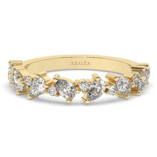 Pear and Round Diamond Alternating Wedding Band
